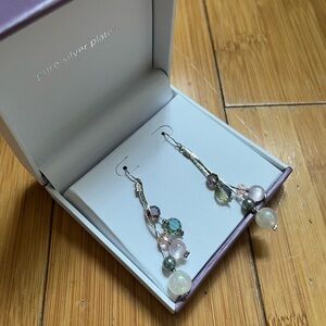Silver Plated Beaded Drop Earrings - never worn